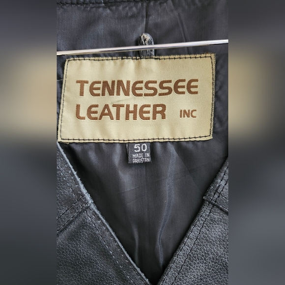 COPY - Unisex Genuine Black Leather Biker Vest - Picture 2 of 7